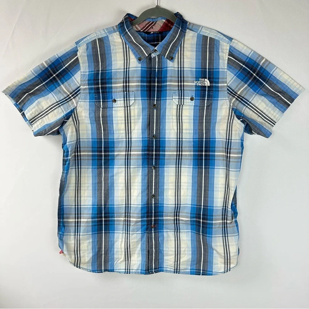 NORTH FACE Delridge Men's blue plaid short sleeve shirt - size XL